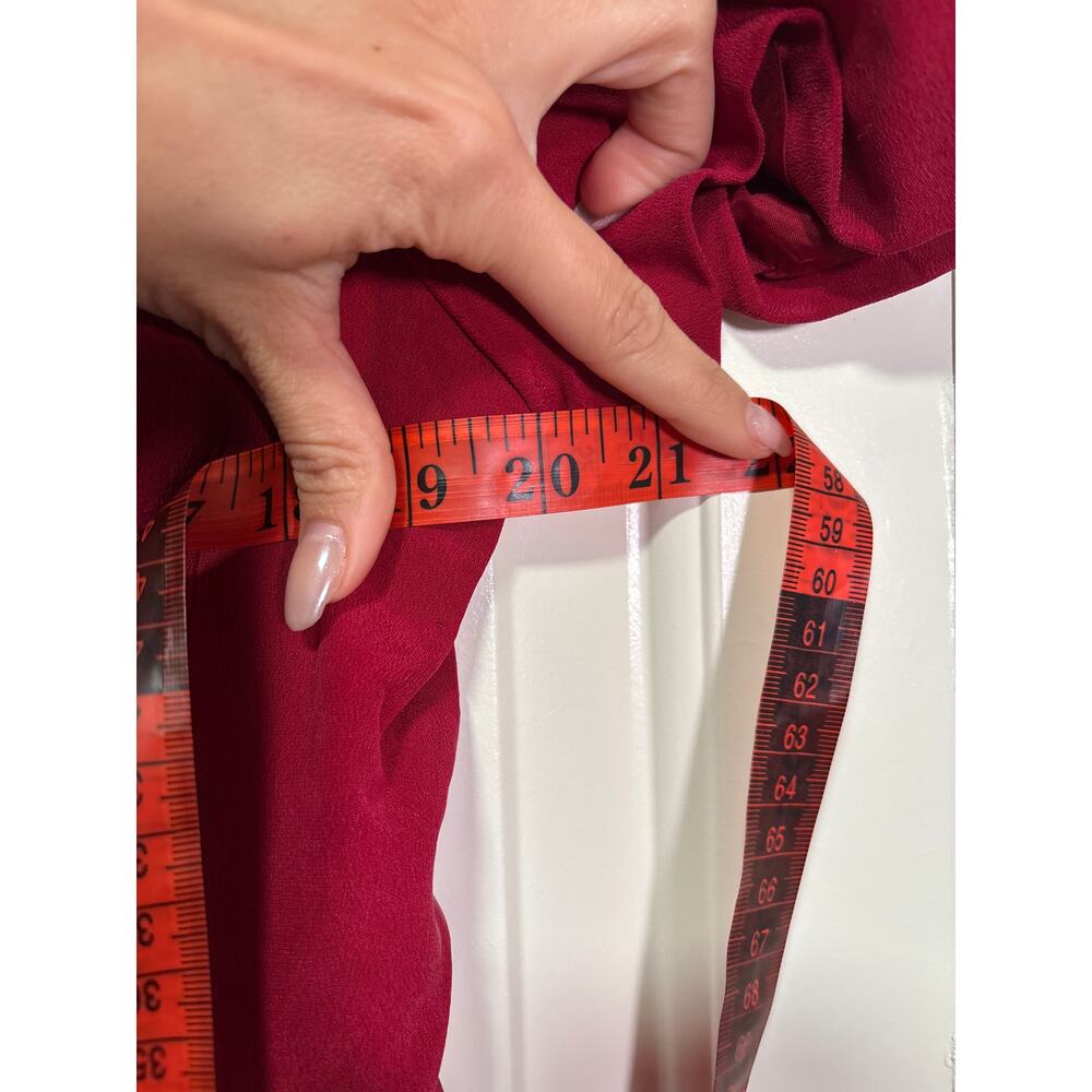 Chaus Red Silk Button Down Shirt Size 14 - Picture 4 of 10